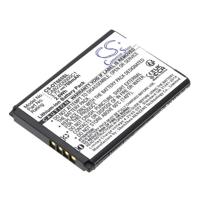 Батерия за мобилен телефон  ALCATEL 2010D, One Touch 356, One Touch 665  CAB22B0000C1 LiIon 3,7V 700mAh CAMERON SINO