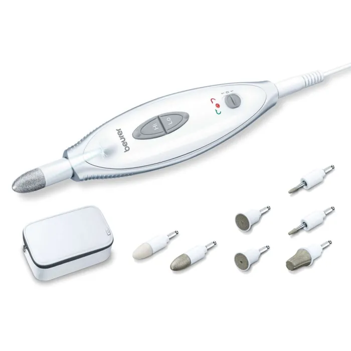 Beurer MP 41 Manicure/pedicure set, 7 attachments, 2 speed levels, LED light, storage case