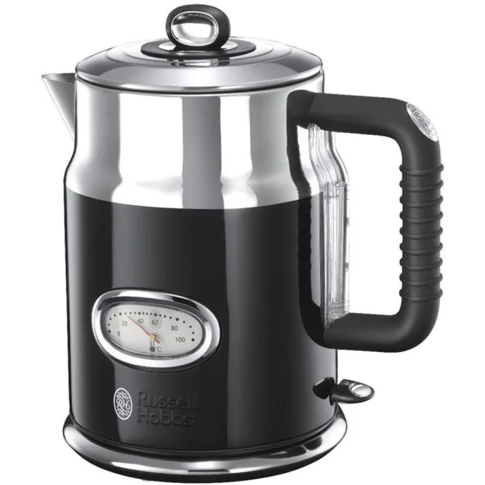 Електрическа кана Russell Hobbs Retro Classic Noir 21671-70, 1.7 l, 2400 W, температурен индикатор, черна