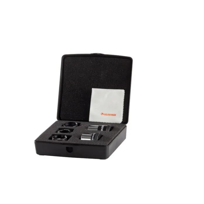 Комплект аксесоари за телескоп CELESTRON Powerseeker, окуляри Kellner 15 mm и 9 mm, филтри #80A син, #25 червен и лунен, микрофибърна кърпа