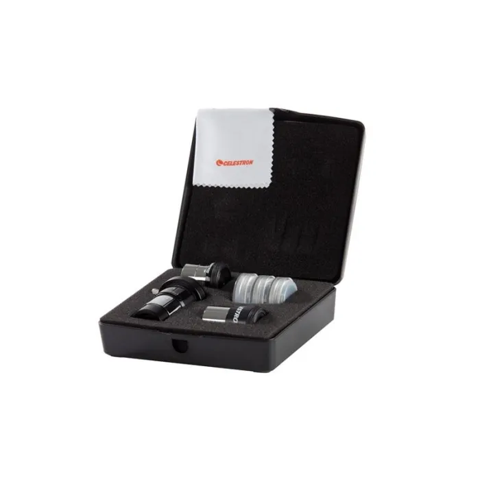 Комплект аксесоари за телескопи CELESTRON AstroMaster CEL-94307, окуляри 15 mm Kellner и 6 mm Plössl, 2x леща на Барлоу, цветни и лунен филтър