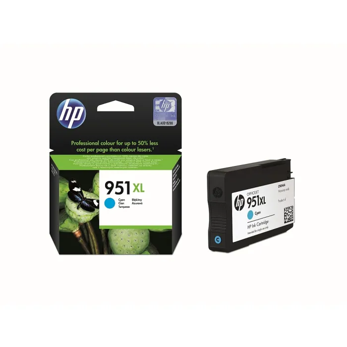 Мастилена касета HP 951XL Cyan, пигментно мастило, 1500 страници, за HP Officejet Pro 8100 и 8600