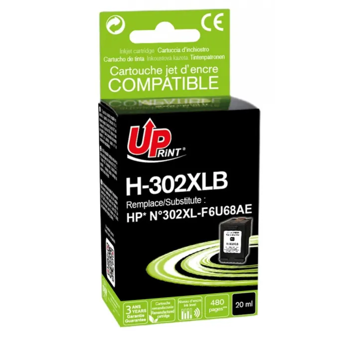 Мастилница UPRINT F6U68AE-N&deg;302XL HP, Черен