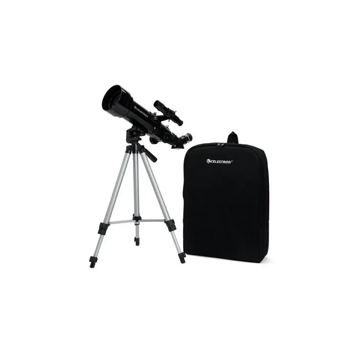 Телескоп CELESTRON Travel Scope 70, рефрактор, апертура 70 мм, фокусно разстояние 400 мм, азимутална монтировка, увеличение до 165x, алуминиев статив
