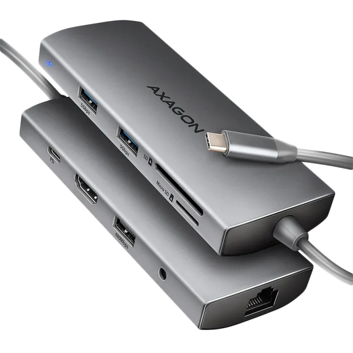 AXAGON HMC-8HLSA USB-C 9-в-1 хъб HDMI 4K Gigabit LAN PD 100W
