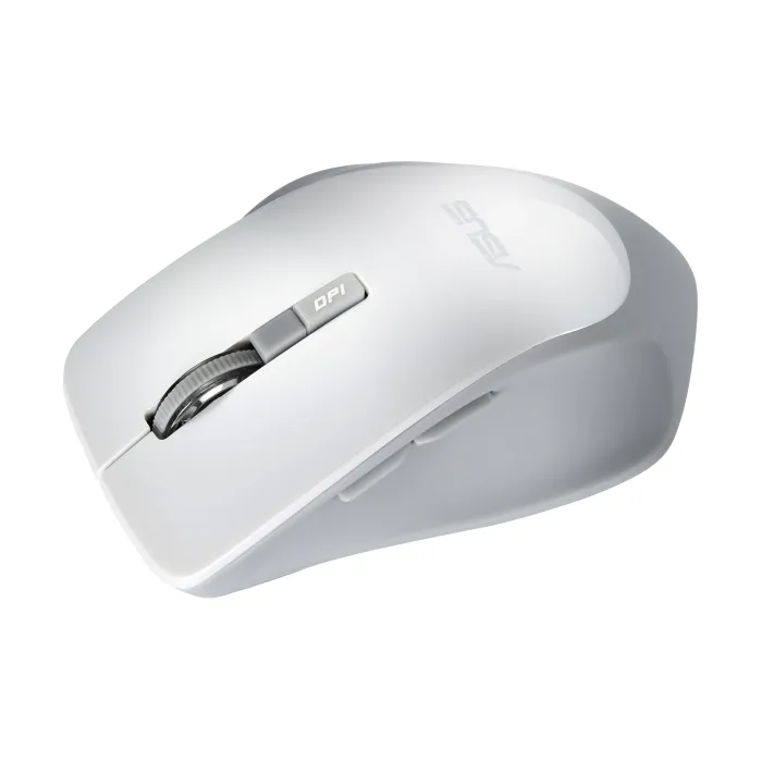 Безжична оптична мишка ASUS WT425, 1600 dpi, 6 бутона, RF 2,4 GHz, за дясна ръка, тихи кликове, Glossy White