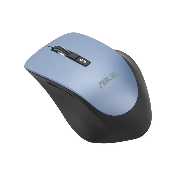 Безжична оптична мишка ASUS WT425, сива/черна, 2,4 GHz RF, 1000/1600 dpi, ергономична за дясна ръка, 2 странични бутона, безшумен дизайн