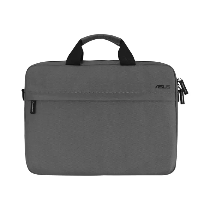 Чанта за лаптоп ASUS AC1600 CARRY BAG, за лаптопи до 16 инча, полиестер, водоотблъскваща повърхност, подвижна презрамка, подплатени дръжки, тъмносив