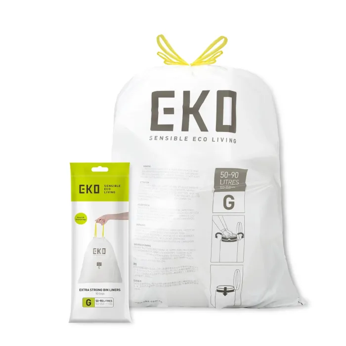 EKO торби за смет тип G с връзка, 50–90 L, 10 бр. (68×85 см)