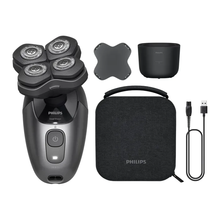 Електрическа самобръсначка за глава Philips HS7980/15, Head Shaver Pro 7000 Series, гъвкава 360° глава, 36 ножчета ComfortCut, сухо и мокро бръснене, до 90 мин работа
