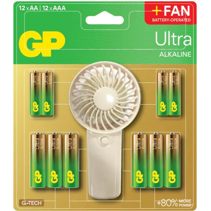 GP SUMMER PACK Алкални батерии  ULTRA AA x 12 бр.   ULTRA AAA x 12 бр.   Fan/ Вентилатор/  GP BATTERIES
