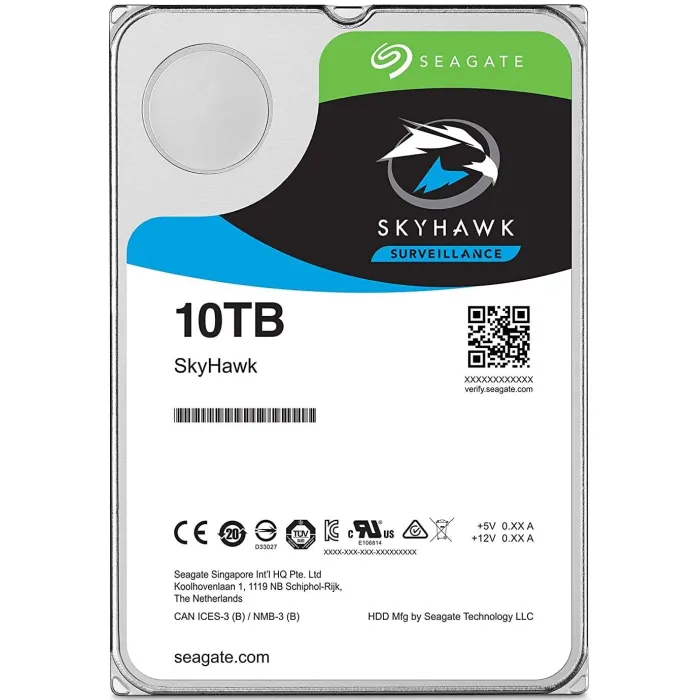 Хард диск за видеонаблюдение SEAGATE SkyHawk AI ST10000VE001, 10 TB, 7200 rpm, SATA3 6 Gb/s, 3.5", 256 MB буфер