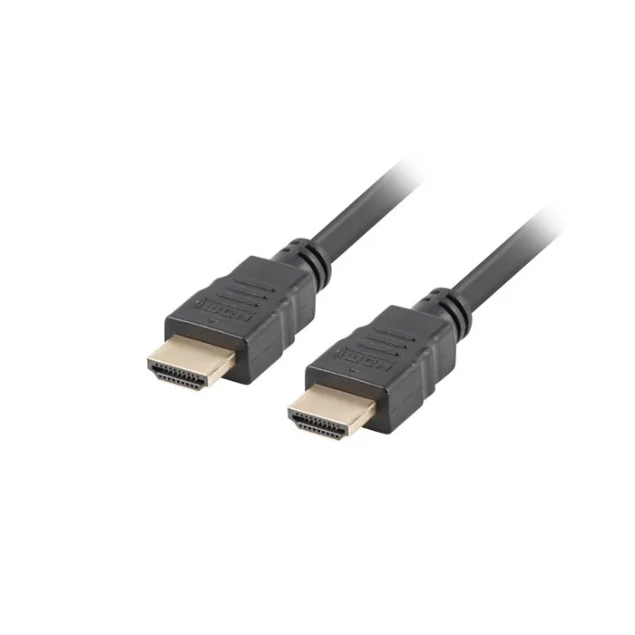HDMI кабел LANBERG CA-HDMI-13CC-0050-BK, HDMI-A 1.4 мъжки към мъжки, 5 m, 10.2 Gb/s, до 3840 x 2160 px, ARC и CEC 2.0, черен, пакет 10 броя