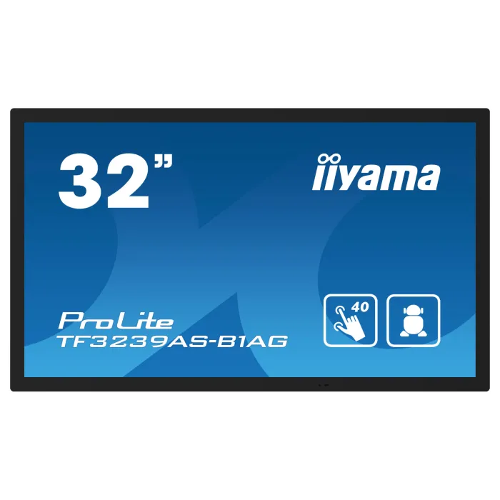 Интерактивен тъч дисплей iiyama TF3239AS-B1AG 31.5" FHD – bonded PCAP 40pt, edge-to-edge стъкло 7H, 2x HDMI 2.0, DP