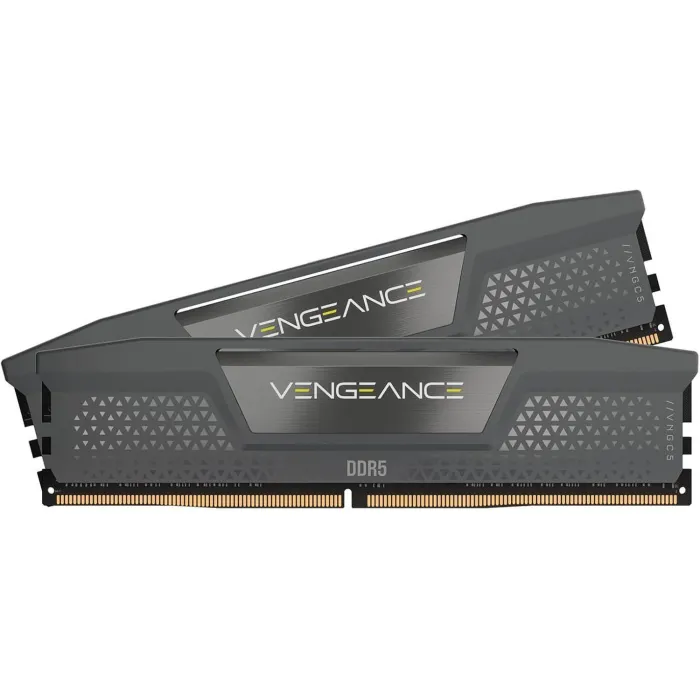 Комплект RAM памет CORSAIR VENGEANCE, DDR5, 32 GB (2x16 GB), 6000 MHz, CL38, AMD EXPO, Intel XMP, сиви радиатори