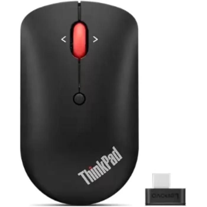 Безжична мишка LENOVO ThinkPad USB-C Wireless Compact Mouse, USB-C приемник, 800/1600/2400 DPI, 4-посочен скрол, компактна двустранна конструкция, до 12 месеца работа