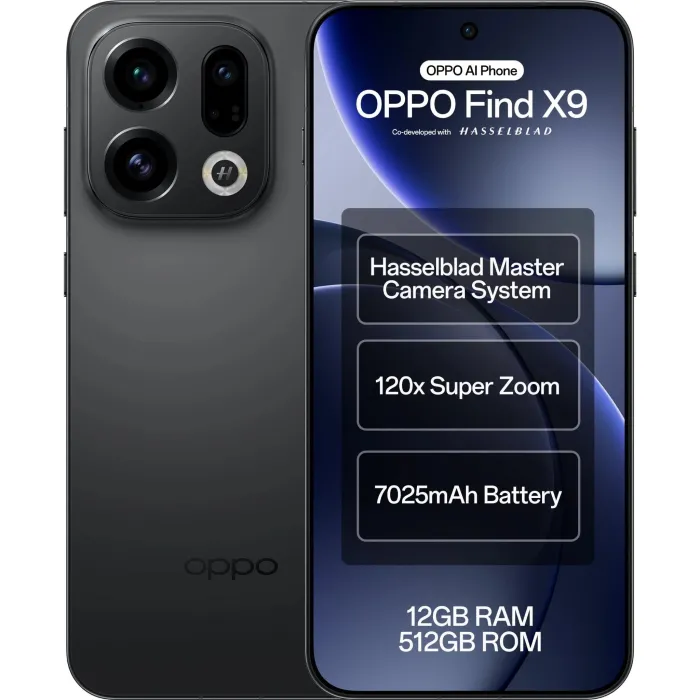 Мобилен телефон OPPO Find X9 5G, 12GB/512GB, 6.59″ AMOLED 120Hz, Space Black