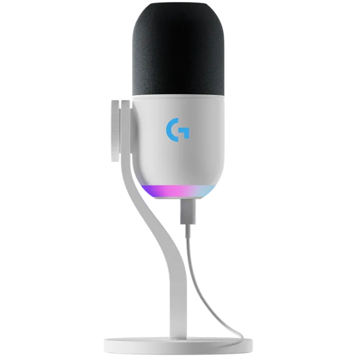 Настолен микрофон Logitech YETI 2, бял, RGB осветление