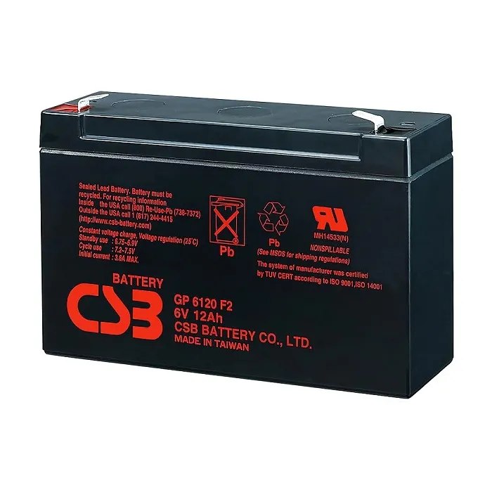 Оловно-киселинна батерия CSB GP6120F2 за UPS, 6 V, 12 Ah, презареждаема, 151 x 50 x 94 mm