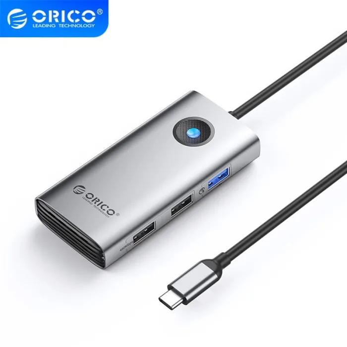Докинг станция, Orico PW11-5P-GY-EP, Docking Station Type-C Power Distribution 60W, HDMI, USB3.0 x1, USB2.0 x1
