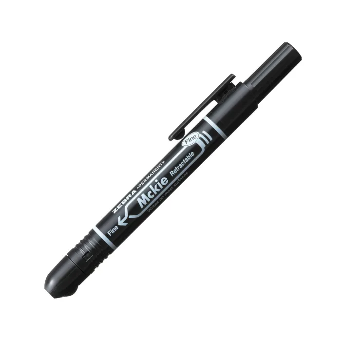 Перманентен маркер Zebra Pen Mckie Retractable, автоматичен, връх Fine 1.3 mm, черен