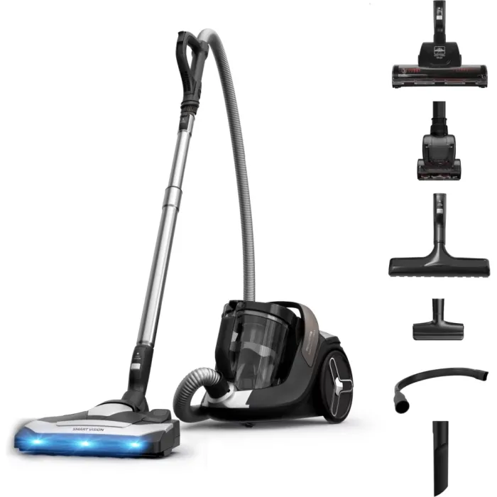 Прахосмукачка ROWENTA RO7C89E0 Silence Force Cyclonic 8 Total, 900 W, с торба Hygiene+, HEPA филтър, 66 dB, 2.5 l, телескопична тръба
