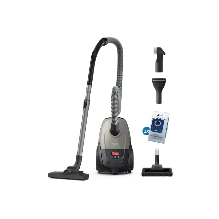 Прахосмукачка с торба Philips XD2152/12, 2000 Series, сухо почистване, 800 W, 3 l, HEPA филтър, кабел 9 m, радиус на действие 12 m, турбочетка