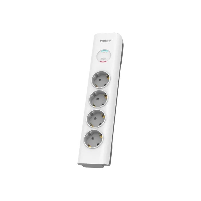 Разклонител PHILIPS SPN7040WA/58, 4 контакта, защита от пренапрежение 600 J, 3680 W, 16 A, автоматични защитни шторки