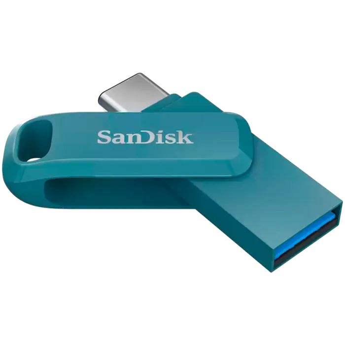 SanDisk Ultra Dual Drive Go 64GB USB флаш памет с USB-C + USB-A, USB 3.2 Gen 1, до 300MB/s четене, Navagio Bay