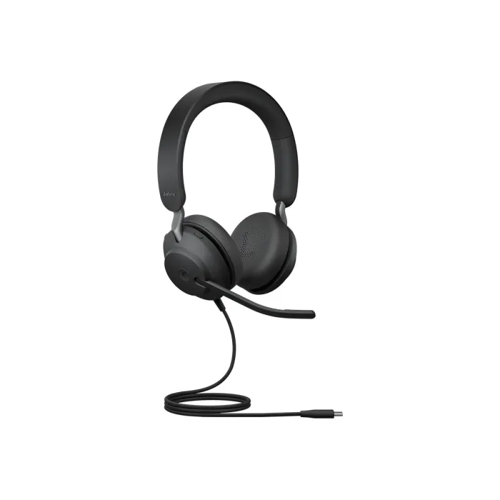 Стерео слушалки с микрофон Jabra Evolve2 40 SE MS Stereo, сертифицирани за Microsoft Teams, USB-C/USB-A, on-ear, 40 мм, 3 MEMS микрофона