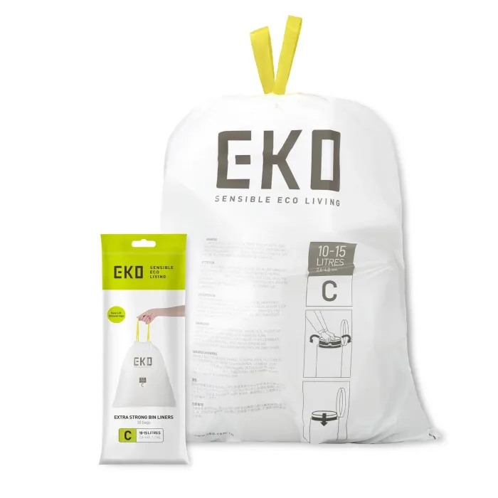 Торби за смет Eko, тип C, с връзка, 10-15 L, 20 броя (45×50 см)