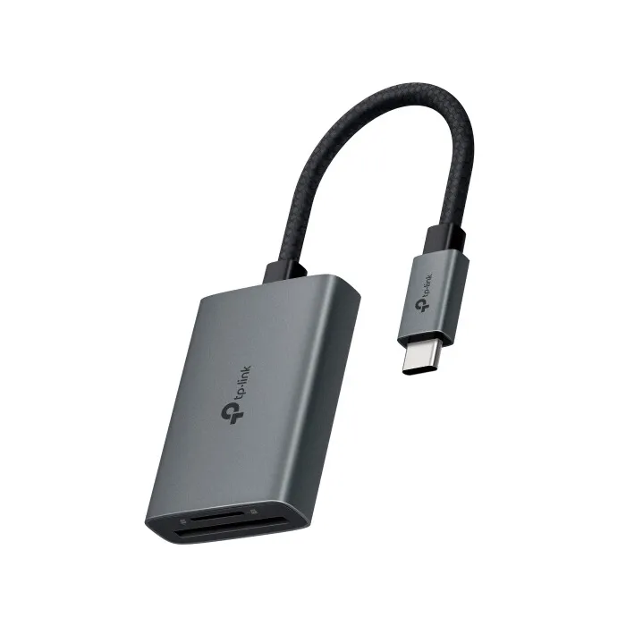 Четец на карти памет TP-LINK UA430C, USB 3.2 Gen 1 Type-C, 2 слота SD и microSD, UHS-I до 200 MB/s, до 2 TB, сив