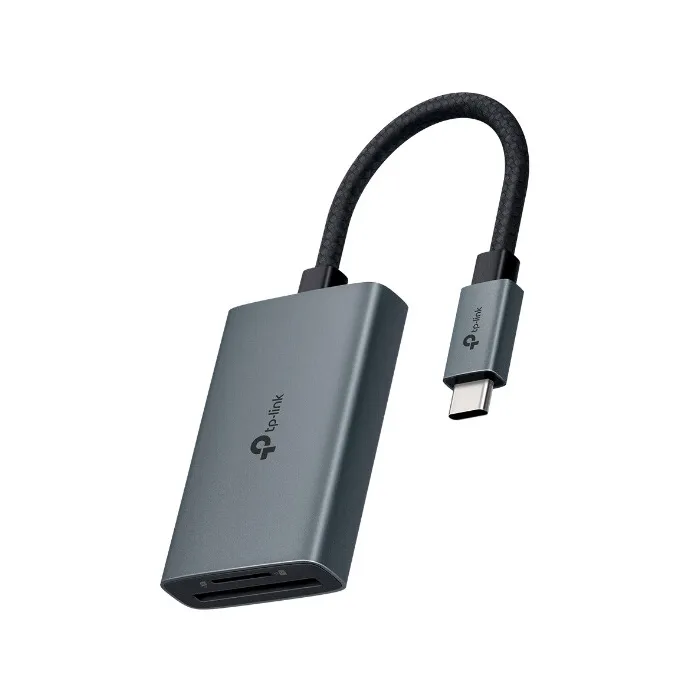 Четец на карти TP-Link UA440C, USB 3.2 Gen 1 Type-C, 2 слота за SD и microSD UHS-II, до 312 MB/s, едновременно четене и запис, сив