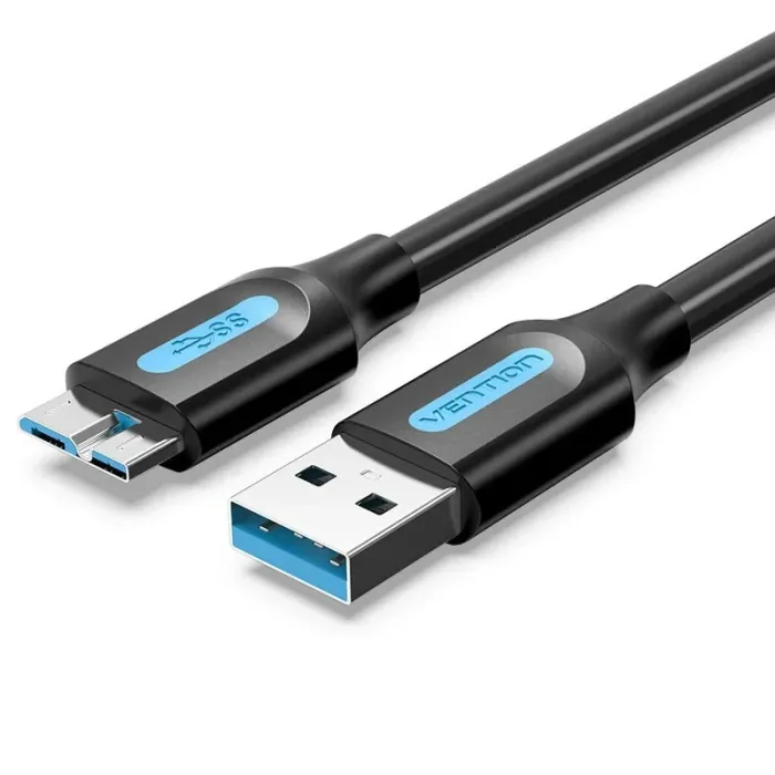 USB 3.0 кабел Vention COPBC, USB Type-A мъжки към Micro-B USB 3.0 мъжки, 0.25 м, скорост до 5 Gb/s, екраниран, черен главно изображение