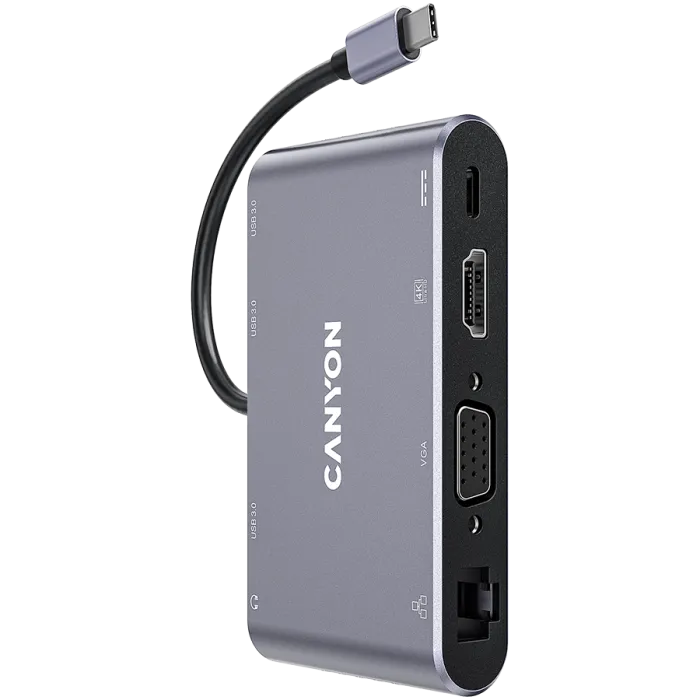 USB-C хъб Canyon CNS-TDS14, 8 в 1, 8 порта, Plug and Play