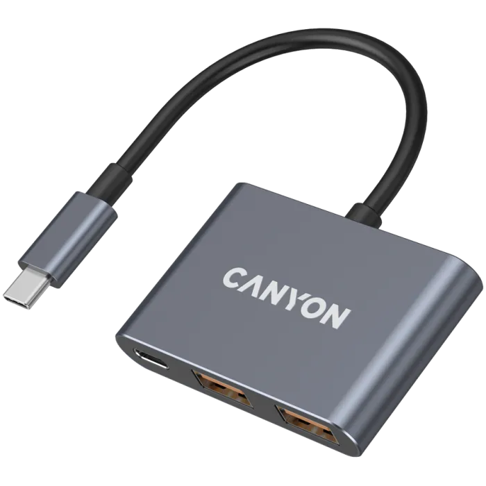 USB хъб, CANYON HUB DS-3 3in1 USB-C Dark Grey