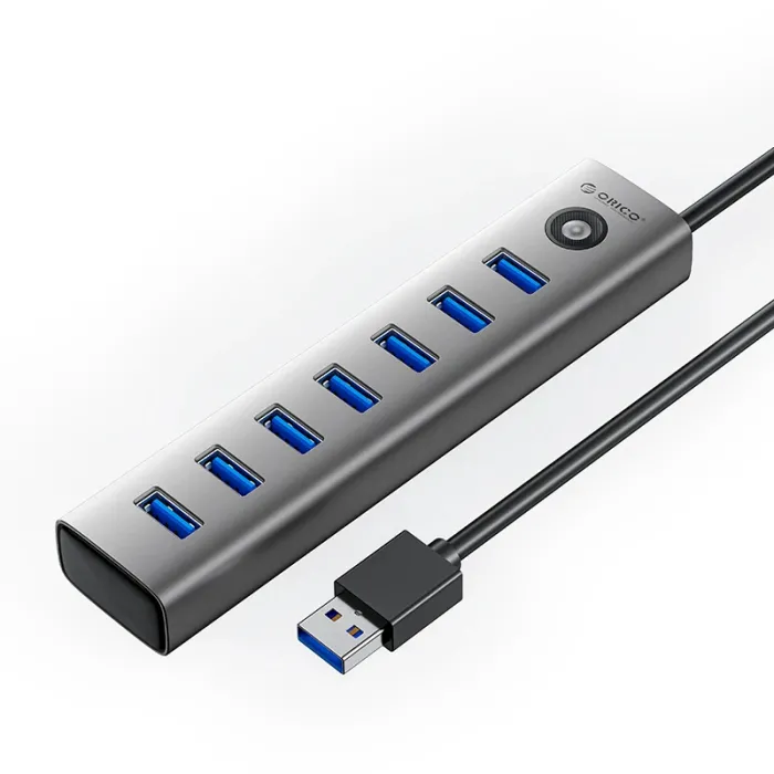 USB хъб Orico CL7U-U3 с 7 USB 3.0 порта, 5Gbps, 1 м кабел, сив