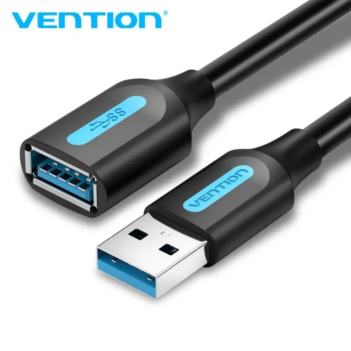 Удължителен кабел, Vention USB 3.0  Extension AM / AF, 2 метра, Черен цвят, CBHBH