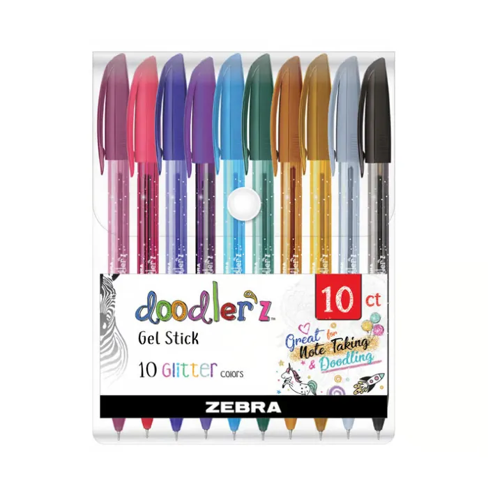 Zebra Гел ролер Doodlerz Gel Stick, 1.0 mm, брокатен, 10 цвята