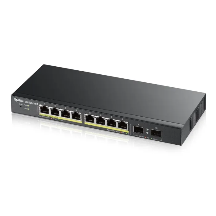 Zyxel GS1900-10HP 10-портов GbE Smart Managed PoE Switch, 77W